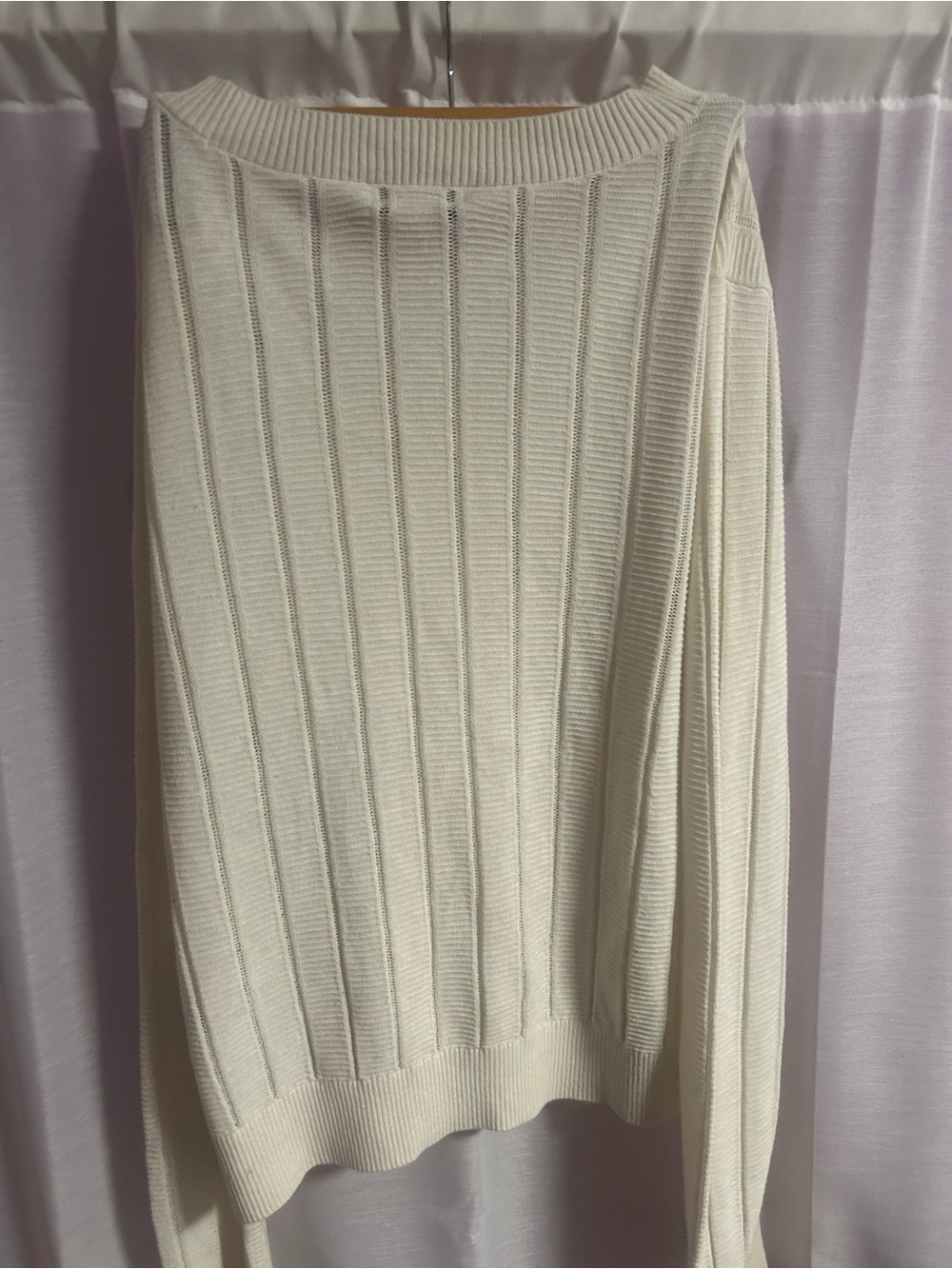 Club Monaco Off-White Ribbed Crewneck Sweater - Picture 3 of 5